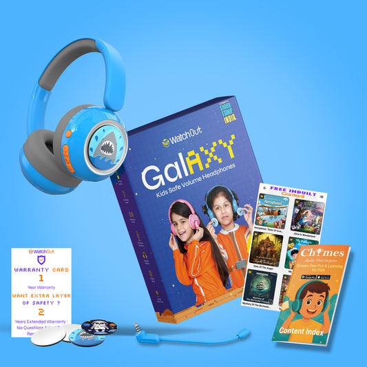 Galaxy Safe Volume Kids and Teens Headphone (Blue Shark)
