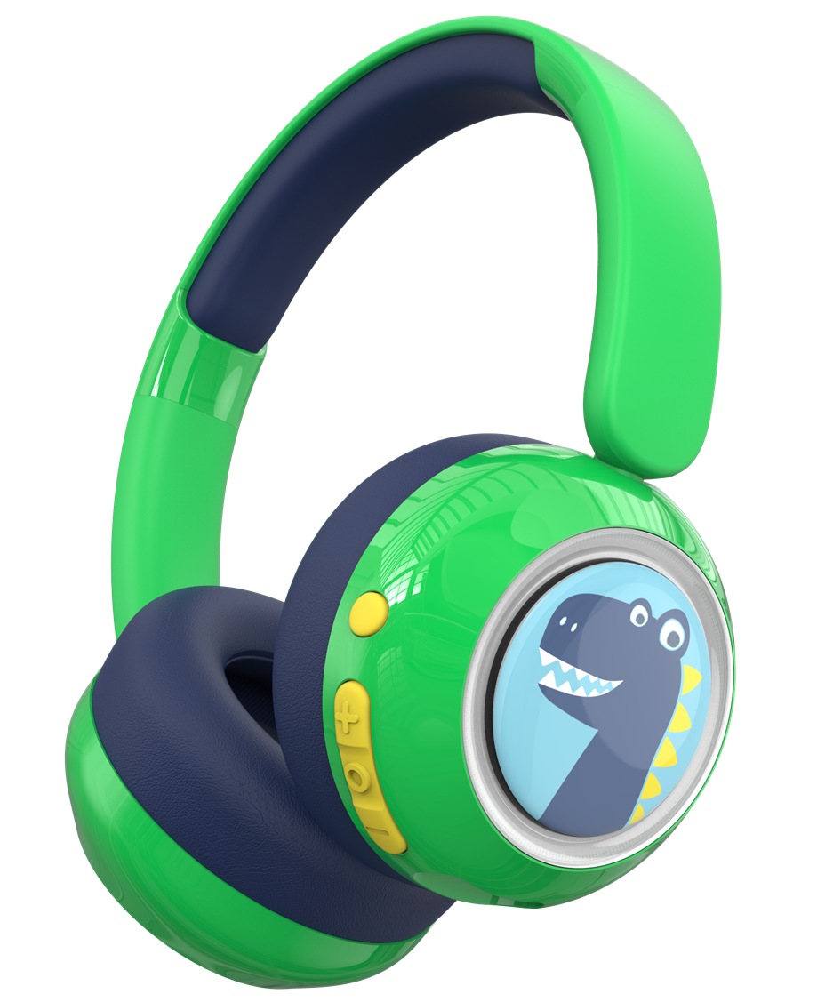 Galaxy Safe Volume Kids and Teens Headphone (Green Dino)