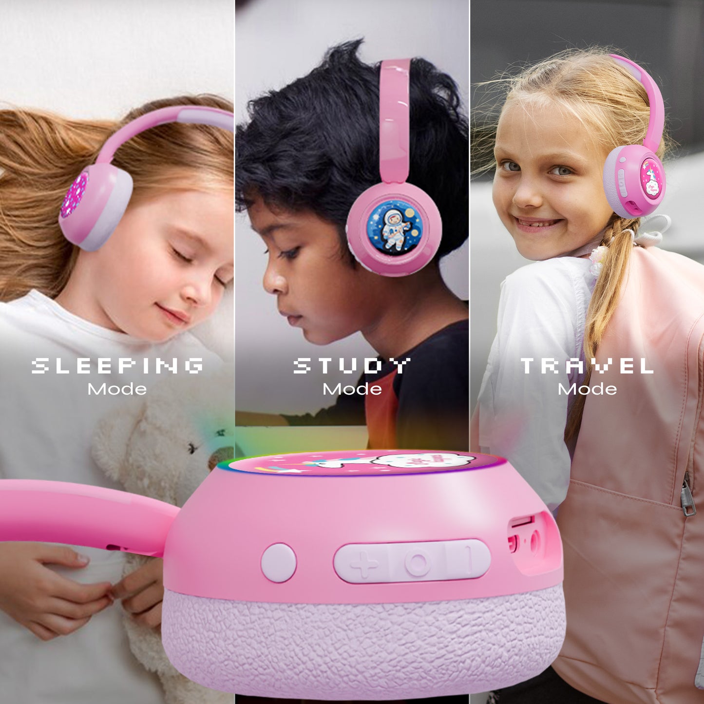 Galaxy Safe Volume Kids and Teens Headphone (Pink Unicorn)