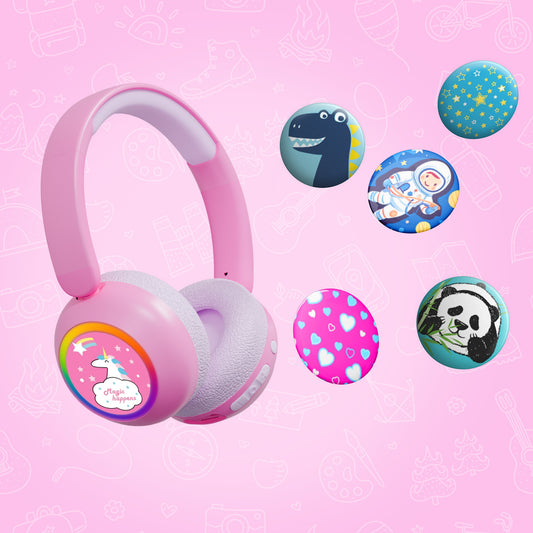 Galaxy Safe Volume Kids and Teens Headphone (Pink Unicorn)
