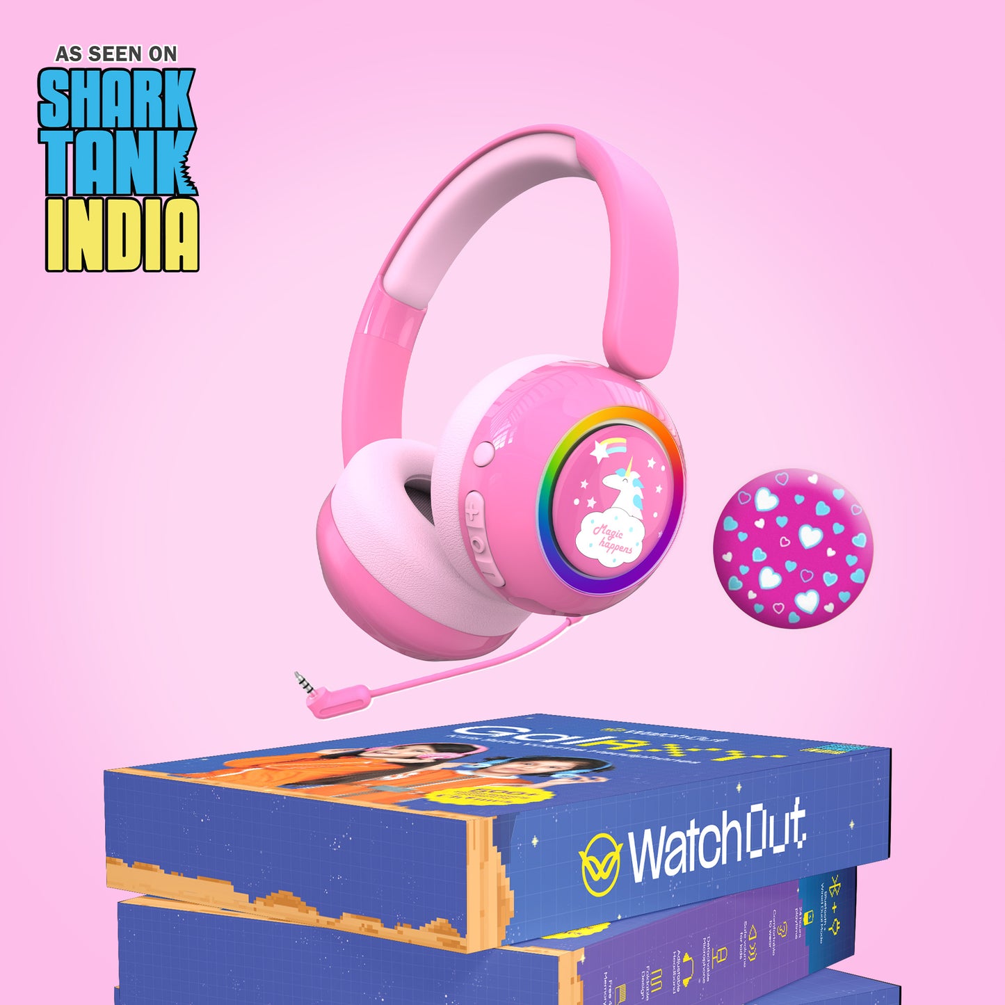 Galaxy Safe Volume Kids and Teens Headphone (Pink Unicorn)