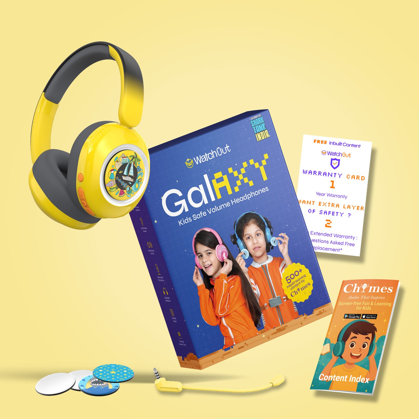 Galaxy Safe Volume Kids and Teens Headphone (Hello Yellow)