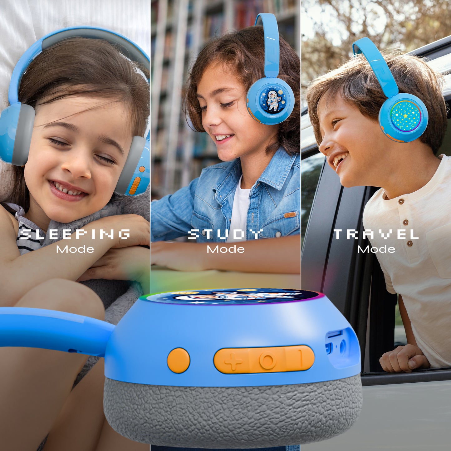 Galaxy Safe Volume Kids and Teens Headphone (Blue Shark)