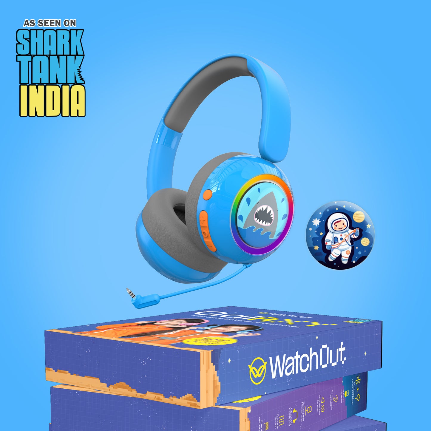 Galaxy Safe Volume Kids and Teens Headphone (Blue Shark)
