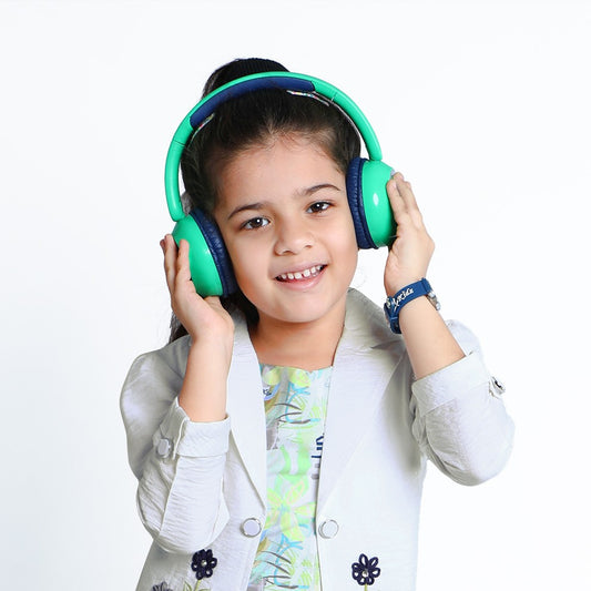 Galaxy Safe Volume Kids and Teens Headphone (Green Dino)