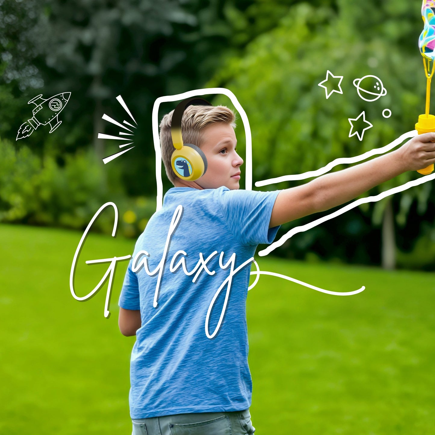 Galaxy Safe Volume Kids and Teens Headphone (Hello Yellow)