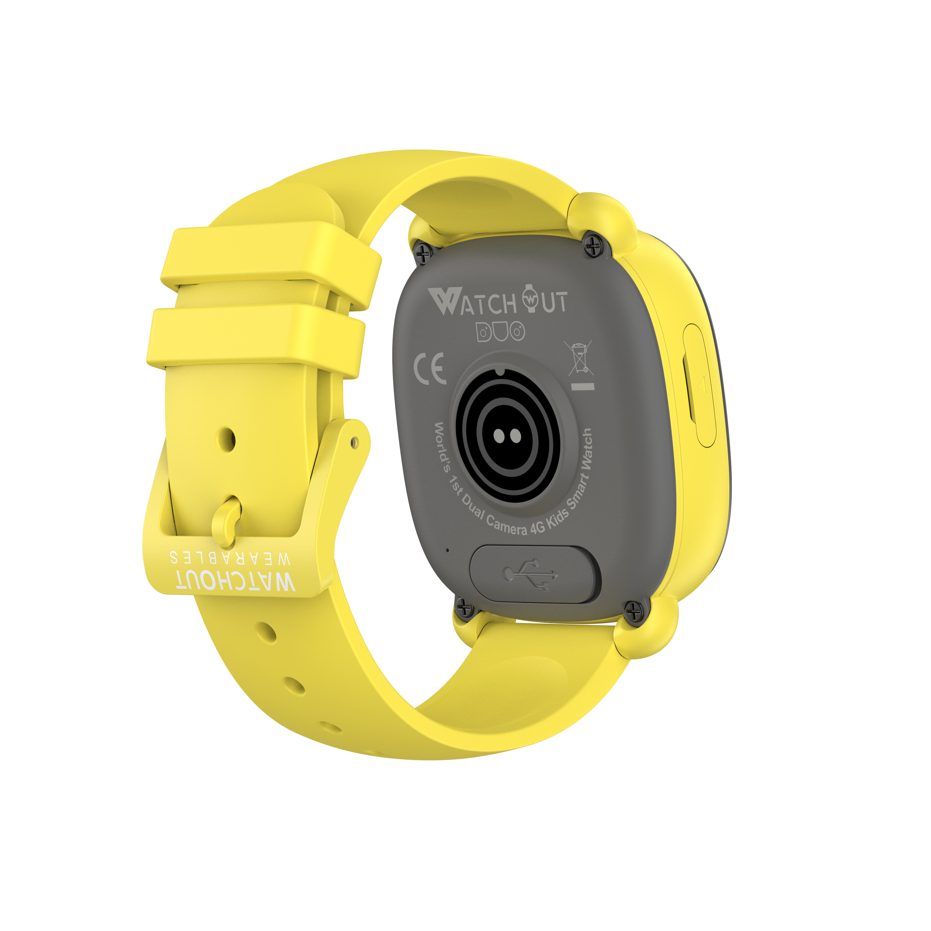 WatchOut Duo Kids Smart Watch with GPS Tracking, Video Call, SOS and Dual Camera (Hello Yellow)