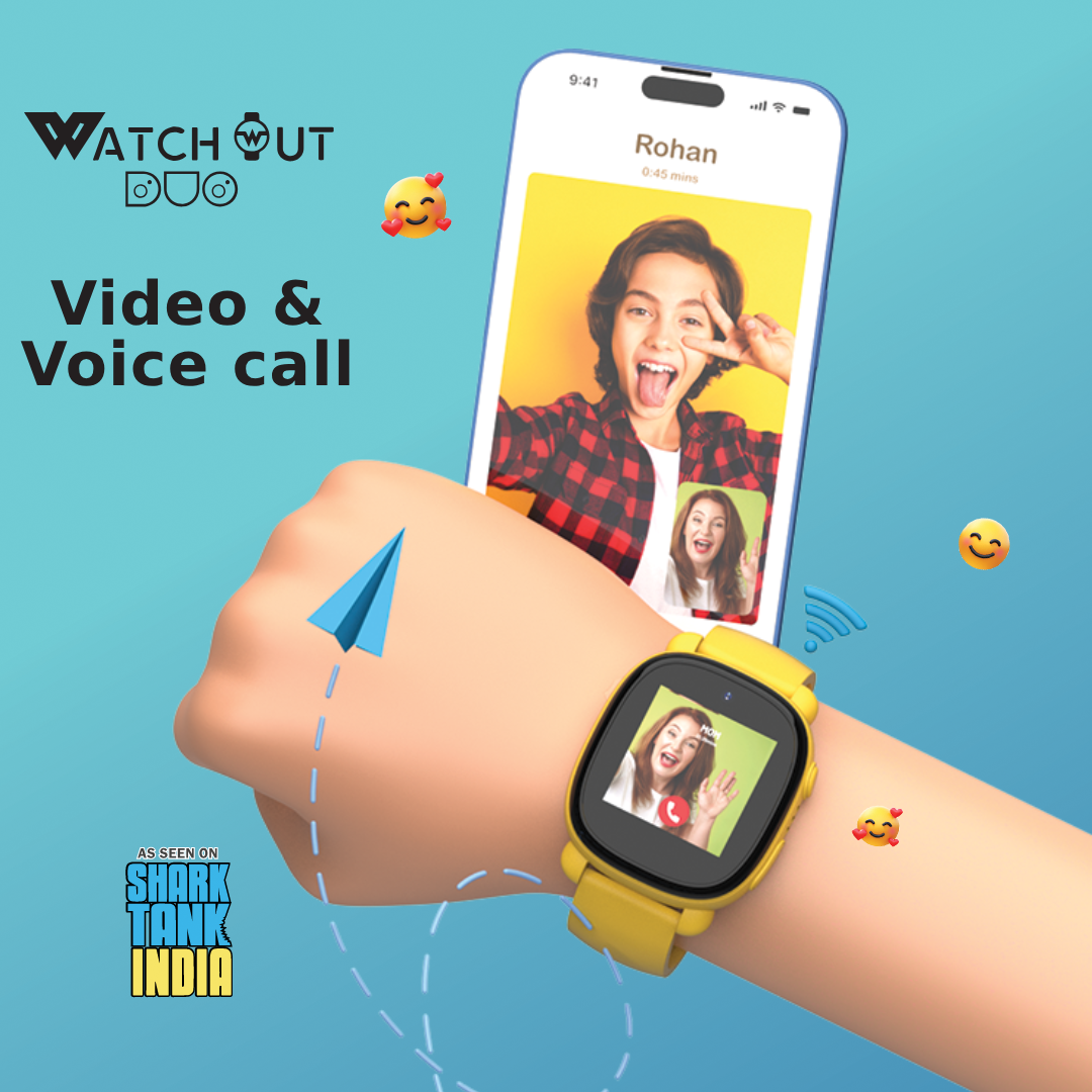 WatchOut Duo Kids Smart Watch with GPS Tracking, Video Call, SOS and Dual Camera (Hello Yellow)