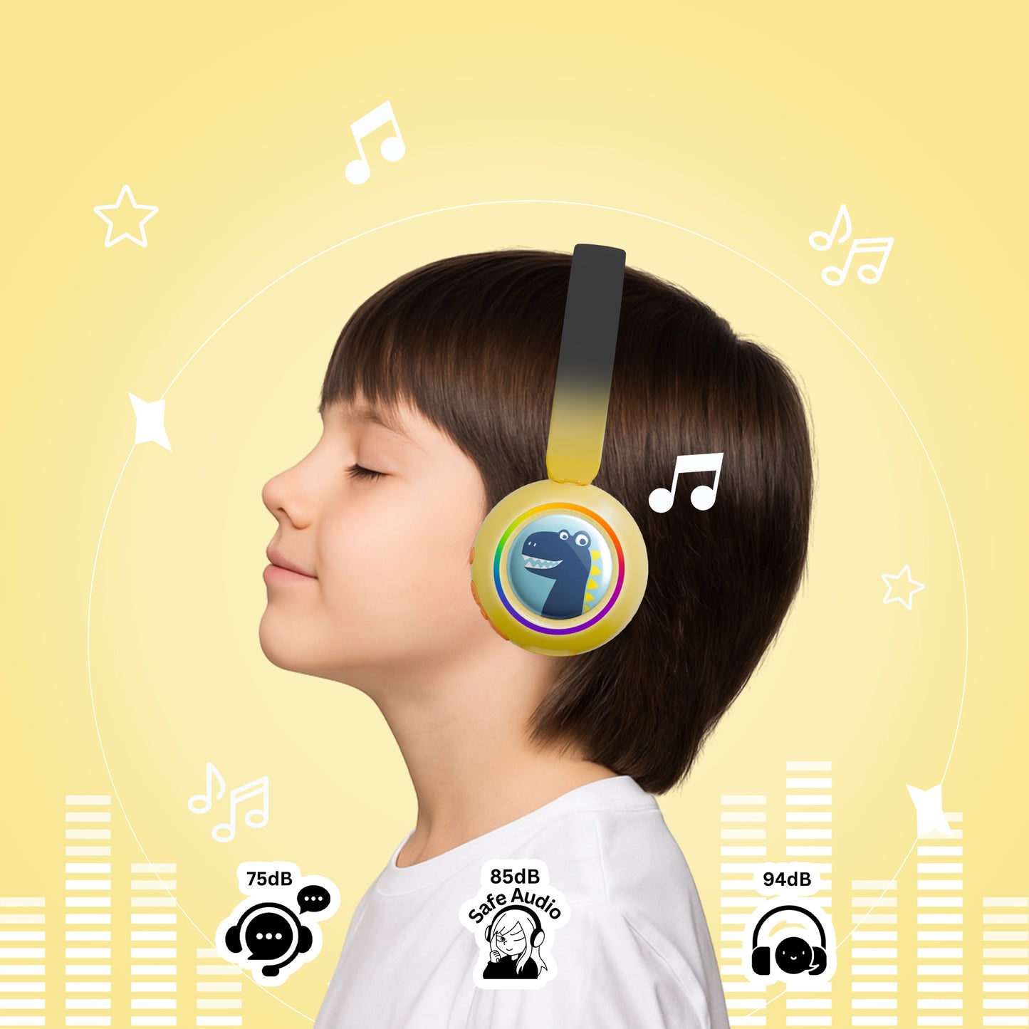Galaxy Safe Volume Kids and Teens Headphone (Hello Yellow)